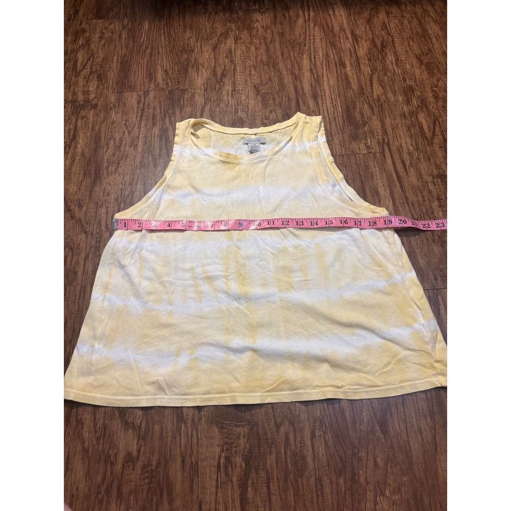 OUTERNOWN Tie Dye Tank Top Yellow White Sleeveless Casual Women's Size L beachy - Picture 2 of 7